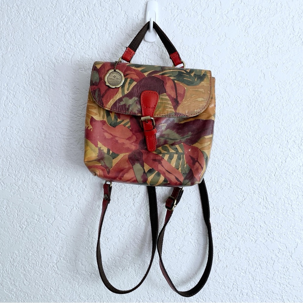Patricia Nash Small Leather Floral Backpack Colorful Multicolored Convertible